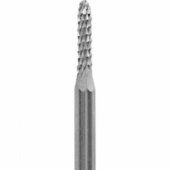Made in USA - 3/32" Cut Diam, 0.0925" Shank Diam, Cone Head Diamond Cut Burr - Carbide, 3/8" LOC, 1-1/2" OAL - Americas Industrial Supply