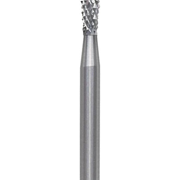Made in USA - 3/32" Cut Diam, 0.0925" Shank Diam, Inverted Cone Head Diamond Cut Burr - Carbide, 1/8" LOC, 1-1/2" OAL - Americas Industrial Supply
