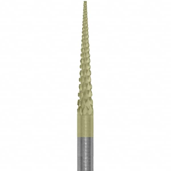 Made in USA - 3/32" Cut Diam, 0.0925" Shank Diam, Cone Head Diamond Cut Burr - Carbide, 5/8" LOC, 1-1/2" OAL - Americas Industrial Supply
