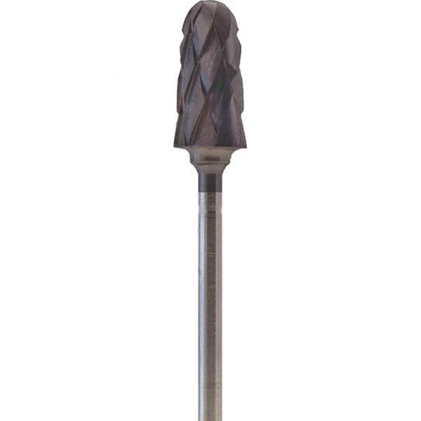 Made in USA - 7mm Cut Diam, 0.0925" Shank Diam, Cone Head Double Cut Burr - Carbide, 14mm LOC, 52mm OAL - Americas Industrial Supply