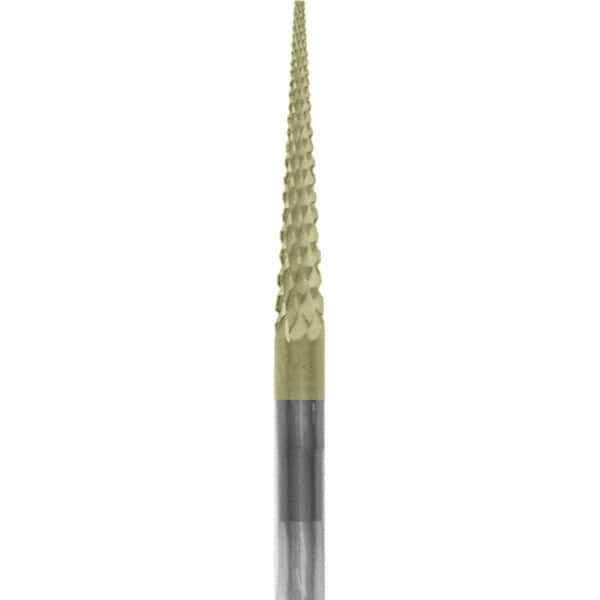 Made in USA - 3/32" Cut Diam, 0.0925" Shank Diam, Cone Head Chipbreaker Cut Burr - Carbide, 5/8" LOC, 1-1/2" OAL - Americas Industrial Supply