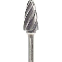 Made in USA - 1/4" Cut Diam, 0.0925" Shank Diam, Tree with Radius Head Aluma Cut Burr - Carbide, 1/2" LOC, 2" OAL - Americas Industrial Supply