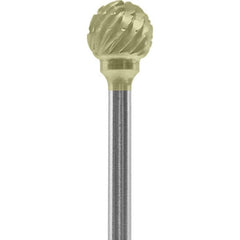 Made in USA - 1/4" Cut Diam, 0.0925" Shank Diam, Ball Head Chipbreaker Cut Burr - Carbide, 1/4" LOC, 1-3/4" OAL - Americas Industrial Supply