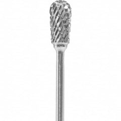 Made in USA - 1/4" Cut Diam, 0.0925" Shank Diam, Inverted Cone Head Double Cut Burr - Carbide, 1/2" LOC, 2" OAL - Americas Industrial Supply