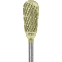 Made in USA - 1/4" Cut Diam, 0.0925" Shank Diam, Inverted Cone Head Chipbreaker Cut Burr - Carbide, 1/2" LOC, 2" OAL - Americas Industrial Supply