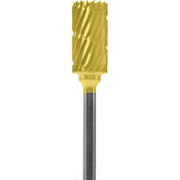 Made in USA - 1/4" Cut Diam, 0.0925" Shank Diam, Cylinder Head Chipbreaker Cut Burr - Carbide, 1/2" LOC, 2" OAL - Americas Industrial Supply