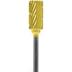 Made in USA - 1/4" Cut Diam, 0.0925" Shank Diam, Cylinder Head Chipbreaker Cut Burr - Carbide, 1/2" LOC, 2" OAL - Americas Industrial Supply