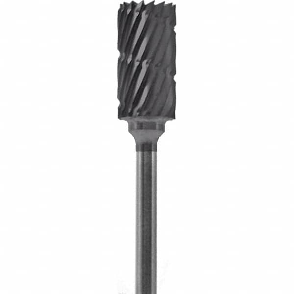 Made in USA - 1/4" Cut Diam, 0.0925" Shank Diam, Cylinder Head Chipbreaker Cut Burr - Carbide, 1/2" LOC, 2" OAL - Americas Industrial Supply