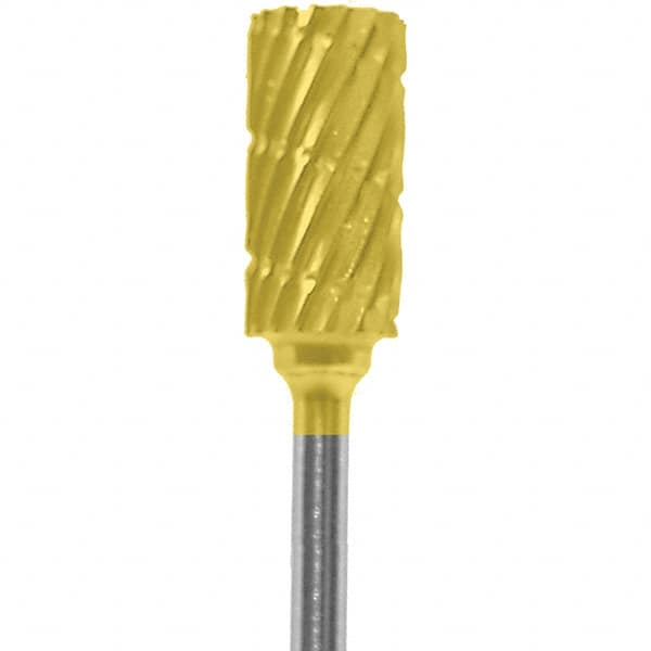 Made in USA - 1/4" Cut Diam, 0.0925" Shank Diam, Cylinder Head Chipbreaker Cut Burr - Carbide, 1/2" LOC, 2" OAL - Americas Industrial Supply