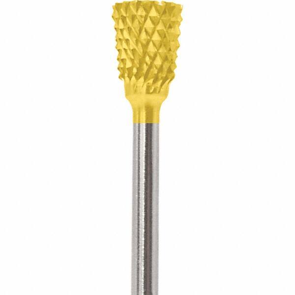 Made in USA - 2.3mm Cut Diam, 0.0925" Shank Diam, Tree with Radius Head Double Cut Burr - Carbide, 4.2mm LOC, 42.2mm OAL - Americas Industrial Supply