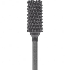 Made in USA - 1/4" Cut Diam, 0.0925" Shank Diam, Cylinder Head Diamond Cut Burr - Carbide, 1/2" LOC, 2" OAL - Americas Industrial Supply