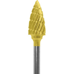 Made in USA - 1/4" Cut Diam, 0.0925" Shank Diam, Tree Head Double Cut Burr - Carbide, 1/2" LOC, 2" OAL - Americas Industrial Supply
