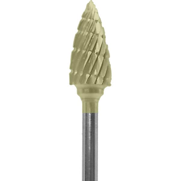 Made in USA - 1/4" Cut Diam, 0.0925" Shank Diam, Tree Head Double Cut Burr - Carbide, 1/2" LOC, 2" OAL - Americas Industrial Supply