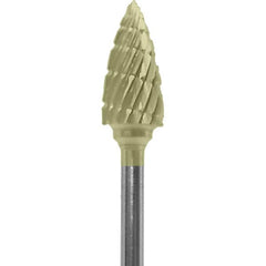 Made in USA - 1/4" Cut Diam, 0.0925" Shank Diam, Tree Head Double Cut Burr - Carbide, 1/2" LOC, 2" OAL - Americas Industrial Supply