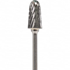 Made in USA - 7mm Cut Diam, 0.0925" Shank Diam, Cone Head Double Cut Burr - Carbide, 14mm LOC, 52mm OAL - Americas Industrial Supply