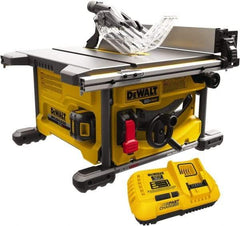 DeWALT - 8-1/4" Blade Diam, Table Saw - 5,800 RPM, 19-1/16" Table Depth x 19-1/16" Table Width, 60 Volts, 3/8" Arbor - Americas Industrial Supply