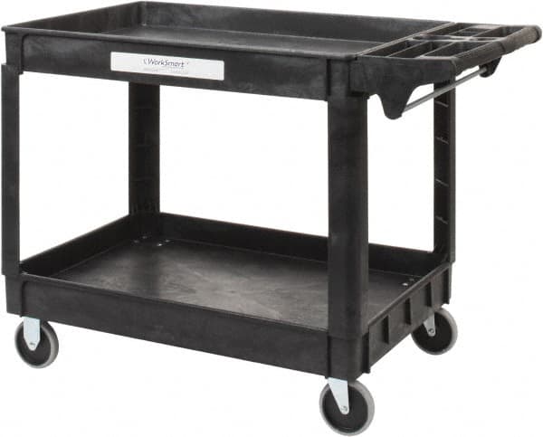 Value Collection - 500 Lb Capacity, 25-1/2" Wide x 46" Long x 33-1/4" High Shelf Cart - 2 Shelf, Plastic, 2 Rigid/2 Swivel Casters - Americas Industrial Supply