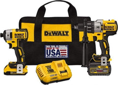 DeWALT - 20 Volt Cordless Tool Combination Kit - Includes 1/2" Brushless Hammerdrill & 1/4" Brushless Compact Impact Driver, Lithium-Ion Battery Included - Americas Industrial Supply