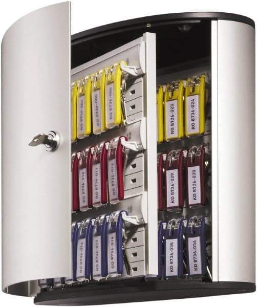 DURABLE - 36 Keys, Silver Key Storage Cabinet - 11-3/4" Wide x 4-5/8" Deep x 11" High - Americas Industrial Supply