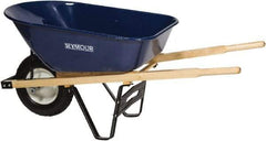 SEYMOUR-MIDWEST - 6 Cu Ft Capacity Wheelbarrow with 8" Pneumatic Wheel - Wood Handle, 59-3/4" Long x 25" Wide x 13-1/4" High, Blue - Americas Industrial Supply