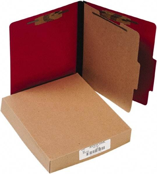 ACCO - 11 x 8 1/2", Letter Size, Executive Red, File Folders with Top Tab - Right of Center Tab Cut Location - Americas Industrial Supply