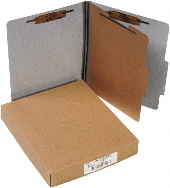 ACCO - 11 x 8 1/2", Letter Size, Gray, File Folders with Top Tab - Right of Center Tab Cut Location - Americas Industrial Supply