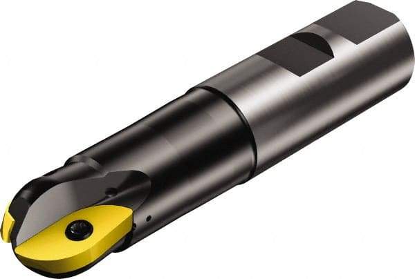 Sandvik Coromant - 3/4" Cut Diam, 16.9926mm Max Depth of Cut, 1" Shank Diam, 108.74mm OAL, Indexable Ball Nose End Mill - 33mm Head Length, Weldon Flat Shank, RA216..Mxx Toolholder, RA216-19T3 Insert - Americas Industrial Supply