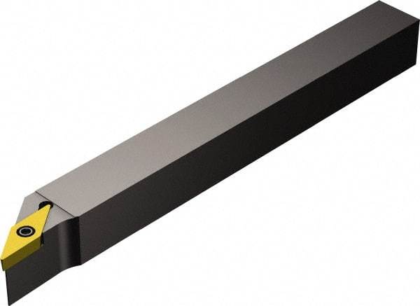 Sandvik Coromant - SVJB, Right Hand Cut, -3° Lead Angle, 12mm Shank Height x 12mm Shank Width, Neutral Rake Indexable Turning Toolholder - 125mm OAL, VBMT 11 02 04 Insert Compatibility, Series CoroTurn 107 - Americas Industrial Supply