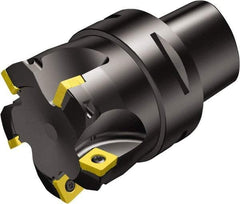 Sandvik Coromant - 5 Inserts, 58mm Cut Diam, 80mm Arbor Diam, 2mm Max Depth of Cut, Indexable Square-Shoulder Face Mill - 10° Lead Angle, 128mm High, R210-140512M Insert Compatibility, Through Coolant, Series CoroMill 210 - Americas Industrial Supply