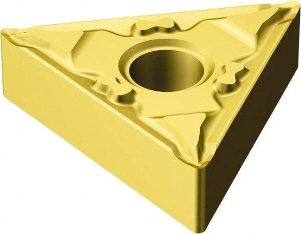 Sandvik Coromant - TNMG332 MF Grade 2025 Carbide Turning Insert - TiCN/Al2O3/TiN Finish, 60° Triangle, 3/8" Inscr Circle, 3/16" Thick, 1/32" Corner Radius - Americas Industrial Supply