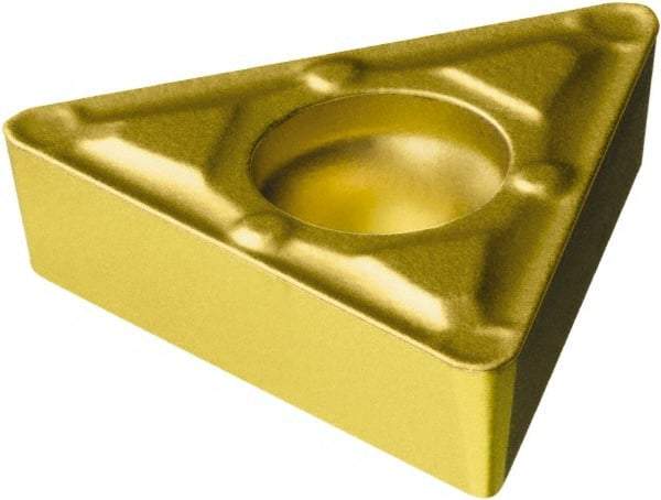 Sandvik Coromant - TCMX32.52 WF Grade 1525 Carbide Turning Insert - TiCN/TiN Finish, 60° Triangle, 3/8" Inscr Circle, 5/32" Thick, 1/32" Corner Radius - Americas Industrial Supply