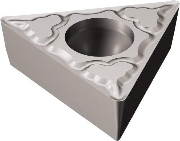 Sandvik Coromant - TCMT32.52 KM Grade H13A Carbide Turning Insert - Uncoated, 60° Triangle, 3/8" Inscr Circle, 5/32" Thick, 1/32" Corner Radius - Americas Industrial Supply