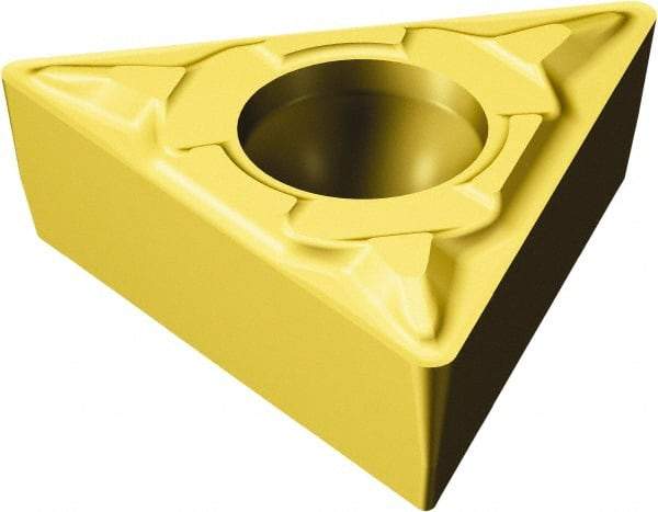 Sandvik Coromant - TPMT221 MF Grade 2015 Carbide Turning Insert - TiCN/Al2O3/TiN Finish, 60° Triangle, 1/4" Inscr Circle, 1/8" Thick, 1/64" Corner Radius - Americas Industrial Supply