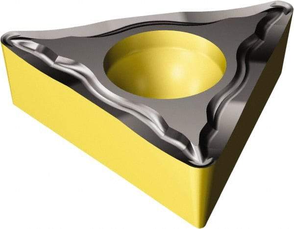 Sandvik Coromant - TCMT21.52 UM Grade 2220 Carbide Turning Insert - TiCN/AI2O3/TiN Finish, 60° Triangle, 1/4" Inscr Circle, 3/32" Thick, 1/32" Corner Radius - Americas Industrial Supply