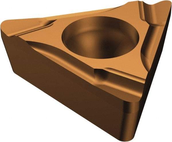Sandvik Coromant - TCGT220 K Grade 1125 Carbide Turning Insert - TiAlN/AlCr2O3 Finish, 60° Triangle, 1/4" Inscr Circle, 1/8" Thick, 0.2mm Corner Radius - Americas Industrial Supply