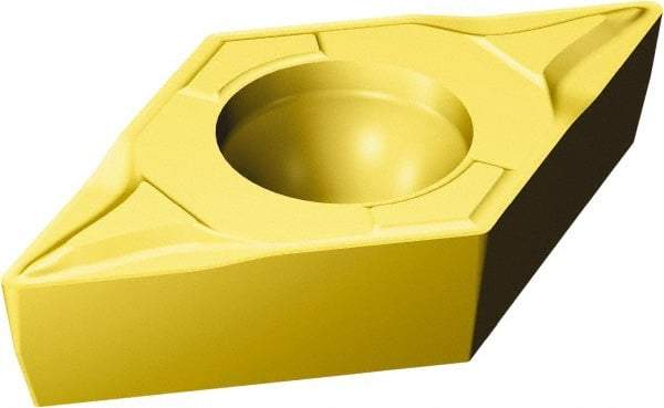 Sandvik Coromant - DCMT32.51 MF Grade 2025 Carbide Turning Insert - TiCN/AI2O3/TiN Finish, 55° Diamond, 3/8" Inscr Circle, 5/32" Thick, 1/64" Corner Radius - Americas Industrial Supply
