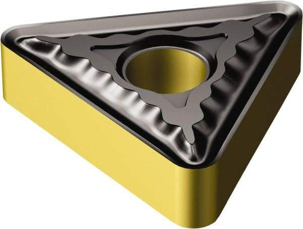 Sandvik Coromant - TNMG321 QM Grade 235 Carbide Turning Insert - TiCN/TiN Finish, 60° Triangle, 3/8" Inscr Circle, 1/8" Thick, 1/64" Corner Radius - Americas Industrial Supply