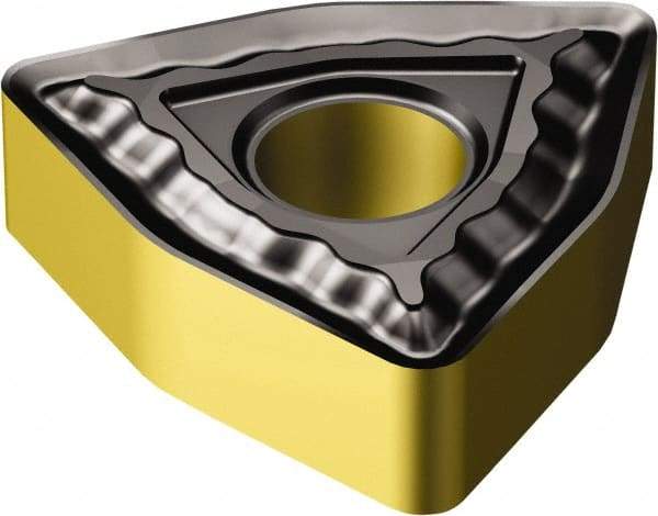Sandvik Coromant - WNMG433 QM Grade 2220 Carbide Turning Insert - TiCN/AI2O3/TiN Finish, 80° Trigon, 1/2" Inscr Circle, 3/16" Thick, 3/64" Corner Radius - Americas Industrial Supply
