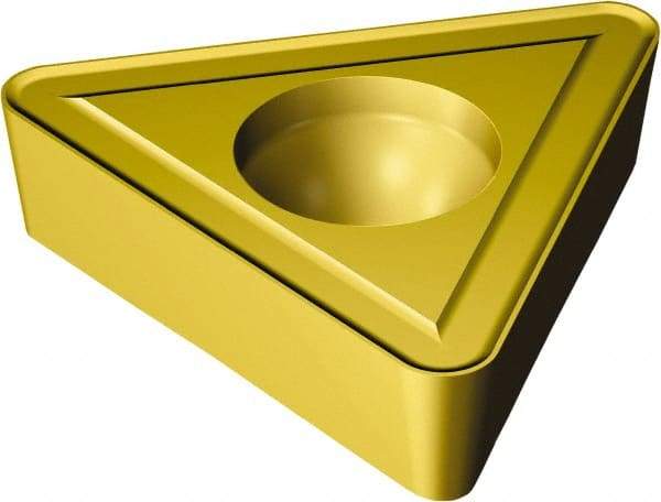 Sandvik Coromant - TCMT32.52 UR Grade 235 Carbide Turning Insert - TiCN/TiN Finish, 60° Triangle, 3/8" Inscr Circle, 5/32" Thick, 1/32" Corner Radius - Americas Industrial Supply