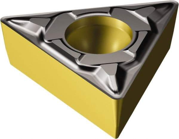 Sandvik Coromant - TPMT1.21.21 KF Grade 3225 Carbide Turning Insert - TiCN/AI2O3/TiN Finish, 60° Triangle, 5/32" Inscr Circle, 5/64" Thick, 1/64" Corner Radius - Americas Industrial Supply