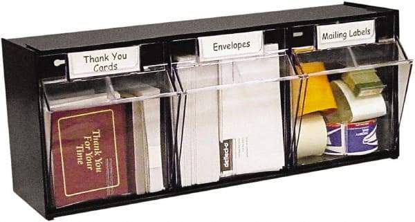 Deflect-o - 3 Compartment, 23-5/8 Inch Wide x 7-3/4 Inch Deep x 9-1/2 Inch High, Desk Top Organizer - Plastic, Black and Clear - Americas Industrial Supply