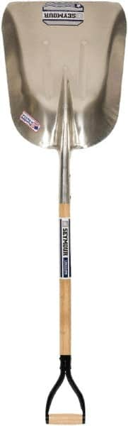 SEYMOUR-MIDWEST - 20" High x 15-1/8" Wide Square Aluminum Scoop - 36" Long Wood D-Grip Handle, No Step - Americas Industrial Supply