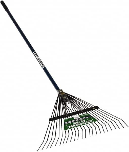 SEYMOUR-MIDWEST - Spring Brace Rake with 54" Straight Aluminum Handle - 1/2" Blade Width, 24 Tines, 13" Tine Length - Americas Industrial Supply