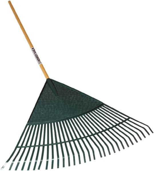 SEYMOUR-MIDWEST - Leaf Rake with 48" Straight Wood Handle - 1/2" Blade Width, 30 Tines, 21" Tine Length - Americas Industrial Supply