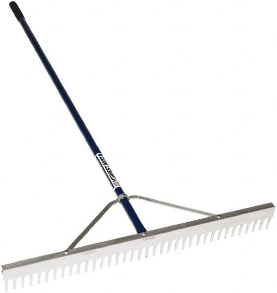 SEYMOUR-MIDWEST - Landscape Rake with 66" Straight Aluminum Handle - 1/2" Blade Width, 24 Tines, 2-1/2" Tine Length - Americas Industrial Supply