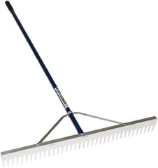 SEYMOUR-MIDWEST - Landscape Rake with 66" Straight Aluminum Handle - 1/2" Blade Width, 24 Tines, 2-1/2" Tine Length - Americas Industrial Supply