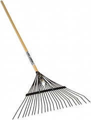 SEYMOUR-MIDWEST - Leaf Rake with 54" Straight Wood Handle - 1/2" Blade Width, 24 Tines, 10" Tine Length - Americas Industrial Supply