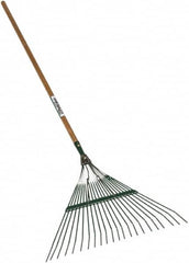 SEYMOUR-MIDWEST - Leaf Rake with 48" Straight Wood Handle - 1/2" Blade Width, 22 Tines, 16" Tine Length - Americas Industrial Supply