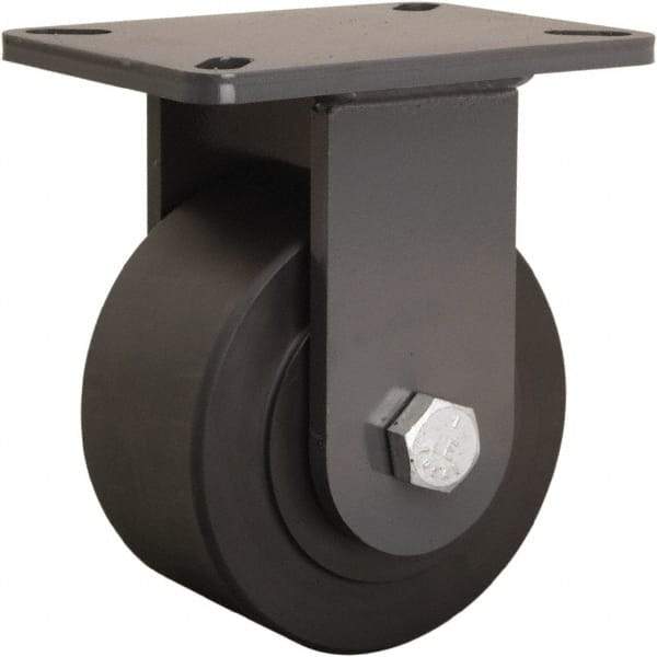 Hamilton - 6" Diam x 3" Wide x 8" OAH Top Plate Mount Rigid Caster - Nylon, 5,400 Lb Capacity, Precision Ball Bearing, 5-1/4 x 7-1/4" Plate - Americas Industrial Supply