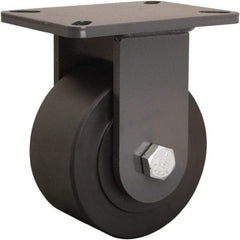 Hamilton - 6" Diam x 3" Wide x 8" OAH Top Plate Mount Rigid Caster - Nylon, 5,400 Lb Capacity, Precision Ball Bearing, 5-1/4 x 7-1/4" Plate - Americas Industrial Supply